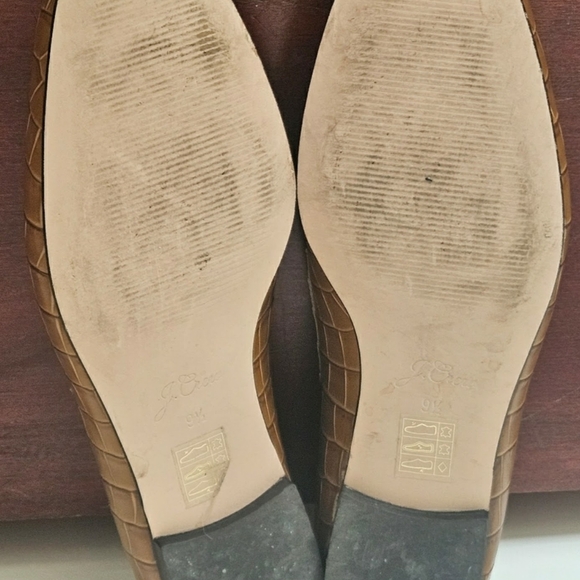 J Crew Cecile Smoking Slippers Croc-embossed Leather Flats Camel 9.5 - Picture 4 of 10